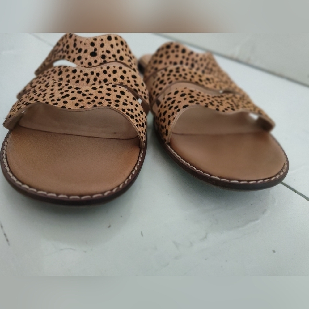 Madewell Women's Spotted Calf Hair Wavy Straps Slide Slip On Sandals | Size 10 - Picture 3 of 10